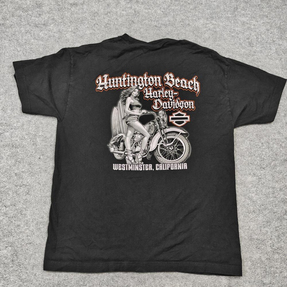 Harley-Davidson Shirt Mens Large Black Iron Skull Graphic Crewneck Cotton Tee